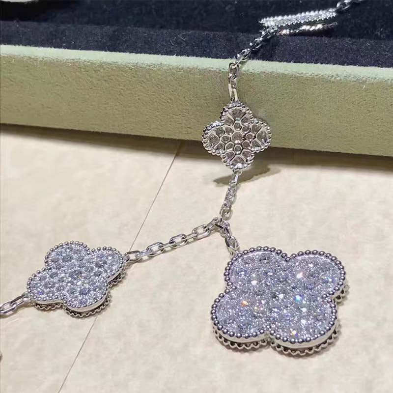 [Olivia Jewelry]CLOVER 6 MOTIFS SILVER DIAMOND BRACELET
