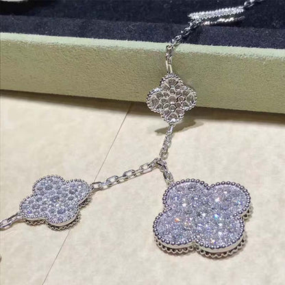 [Olivia Jewelry]CLOVER 6 MOTIFS SILVER DIAMOND BRACELET