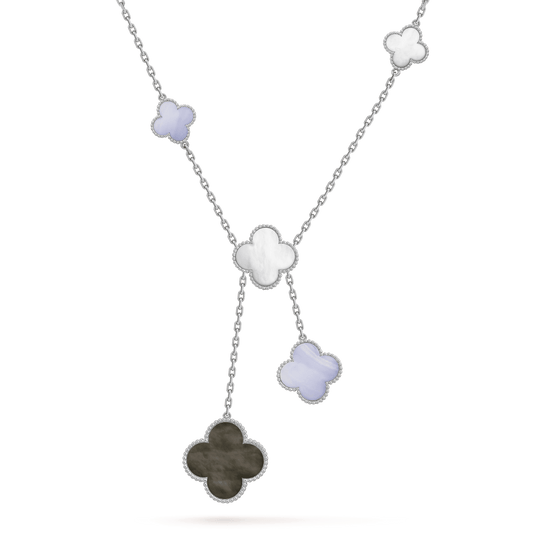 [Olivia Jewelry]CLOVER MOP CHALCEDONY NECKLACE SILVER 6 MOTIF