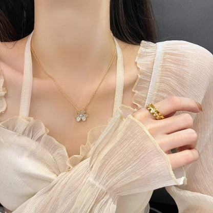 [Olivia Jewelry]FLOWER DIAMOND NECKLACE