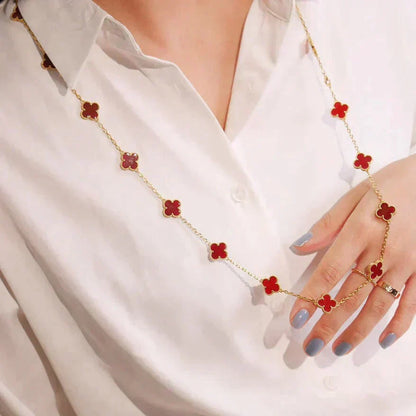 [Olivia Jewelry]CLOVER 20 MOTIFS CARNELIAN NECKLACE