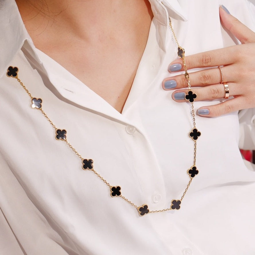 [Olivia Jewelry]CLOVER 20 MOTIFS ONYX ROSE GOLD