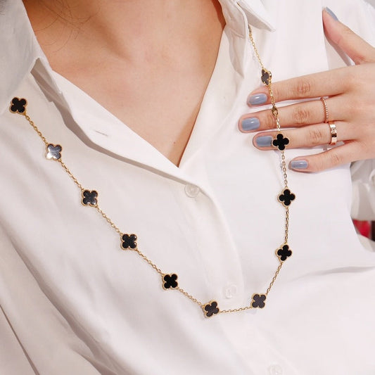 [Olivia Jewelry]CLOVER 20 MOTIFS ONYX ROSE GOLD