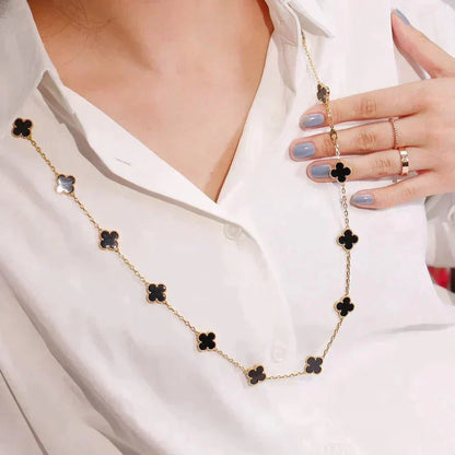 [Olivia Jewelry]CLOVER 20 MOTIFS ONYX NECKLACE