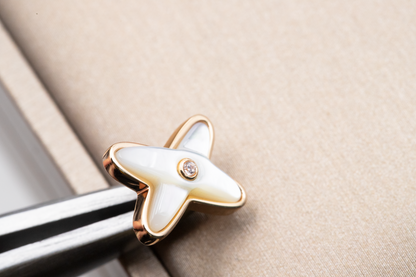 [Olivia Jewelry]JEUX DE WHITE MOP PINK GOLD DIAMOND EARRINGS
