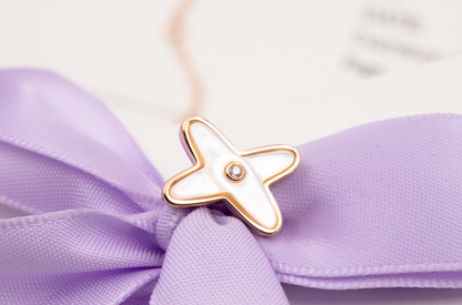 [Olivia Jewelry]JEUX DE WHITE MOP ROSE GOLD DIAMOND EARRINGS