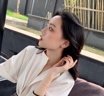 [Olivia Jewelry]JEUX DE WHITE MOP PINK GOLD DIAMOND EARRINGS