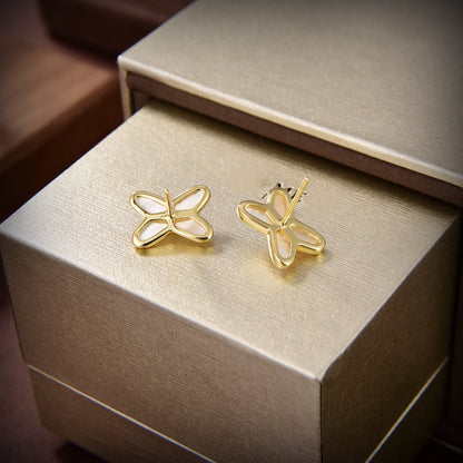 [Olivia Jewelry]JEUX DE WHITE MOP GOLD DIAMOND EARRINGS