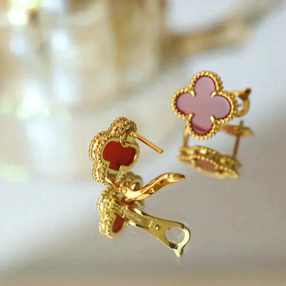 [Olivia Jewelry]CLOVER MEDIUM 1 MOTIFS CARNELIAN  EARRINGS