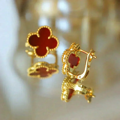 [Olivia Jewelry]CLOVER MEDIUM 1 MOTIFS CARNELIAN  EARRINGS