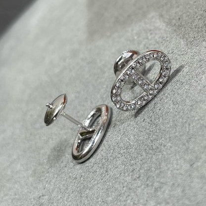 [Olivia Jewelry]HM FULL DIAMOND PIG NOSE STUD EARRINGS