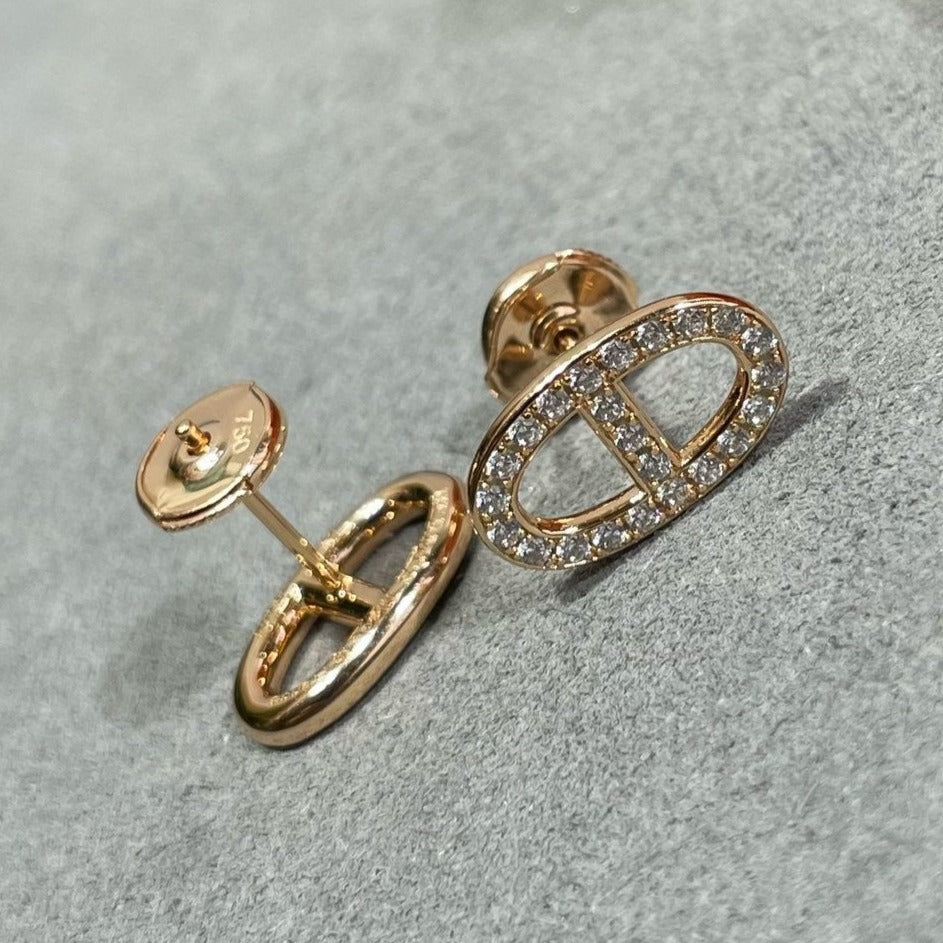 [Olivia Jewelry]HM FULL DIAMOND PIG NOSE STUD EARRINGS