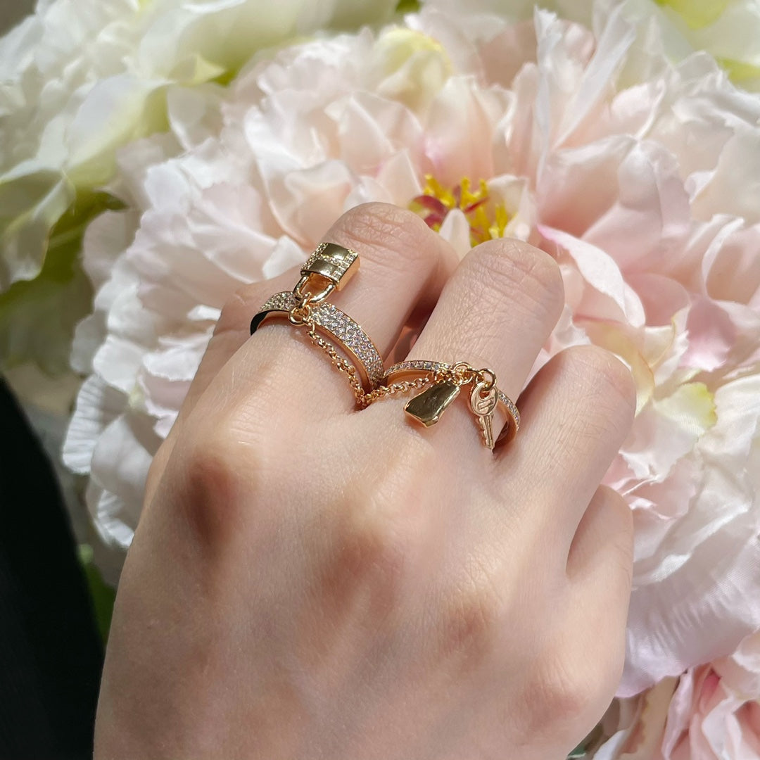 [Olivia Jewelry]HM KELLY CLOCHETTE DOUBLE RING IN  WITH DIAMONDS