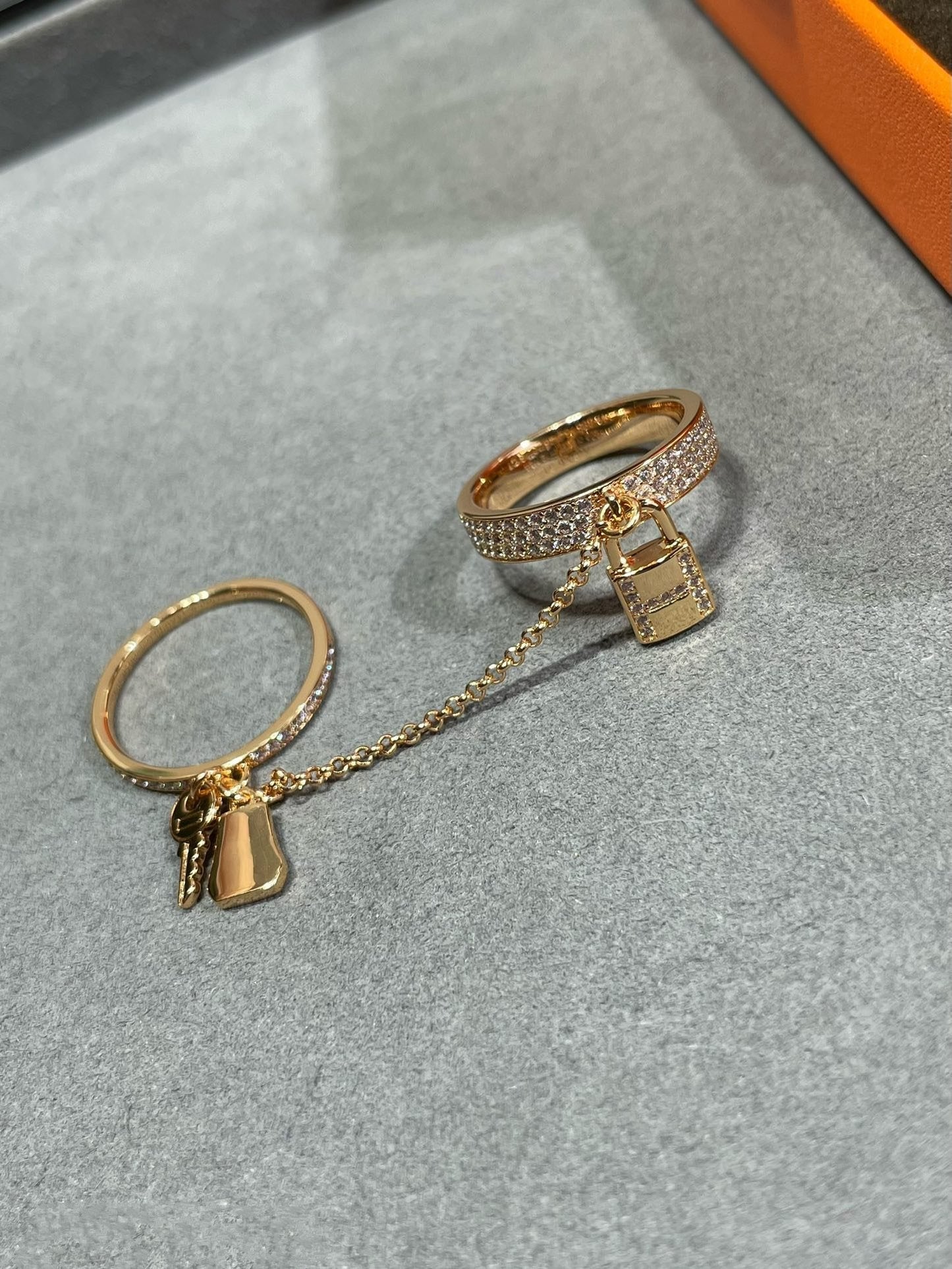 [Olivia Jewelry]HM KELLY CLOCHETTE DOUBLE RING IN  WITH DIAMONDS