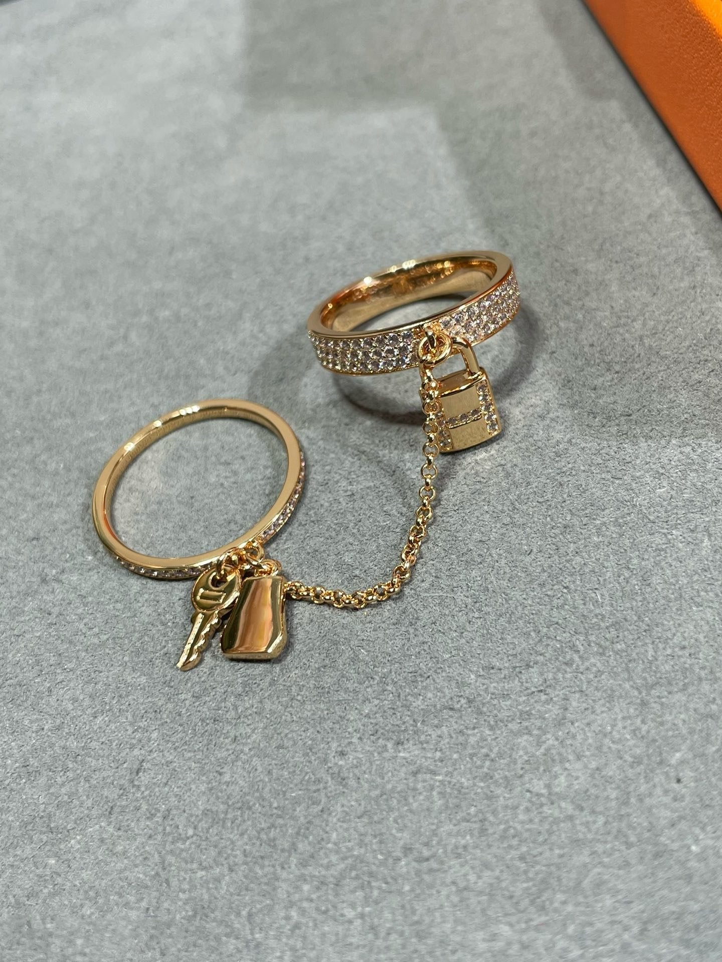 [Olivia Jewelry]HM KELLY CLOCHETTE DOUBLE RING IN  WITH DIAMONDS