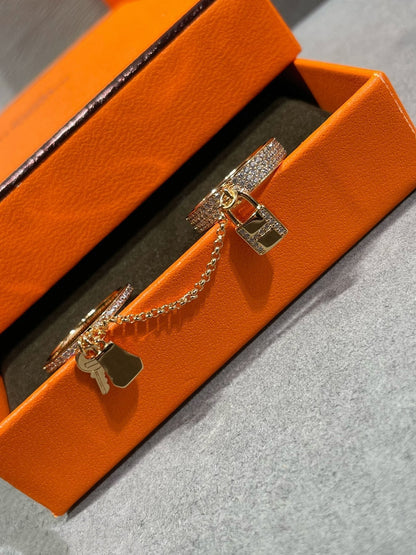 [Olivia Jewelry]HM KELLY CLOCHETTE DOUBLE RING IN  WITH DIAMONDS