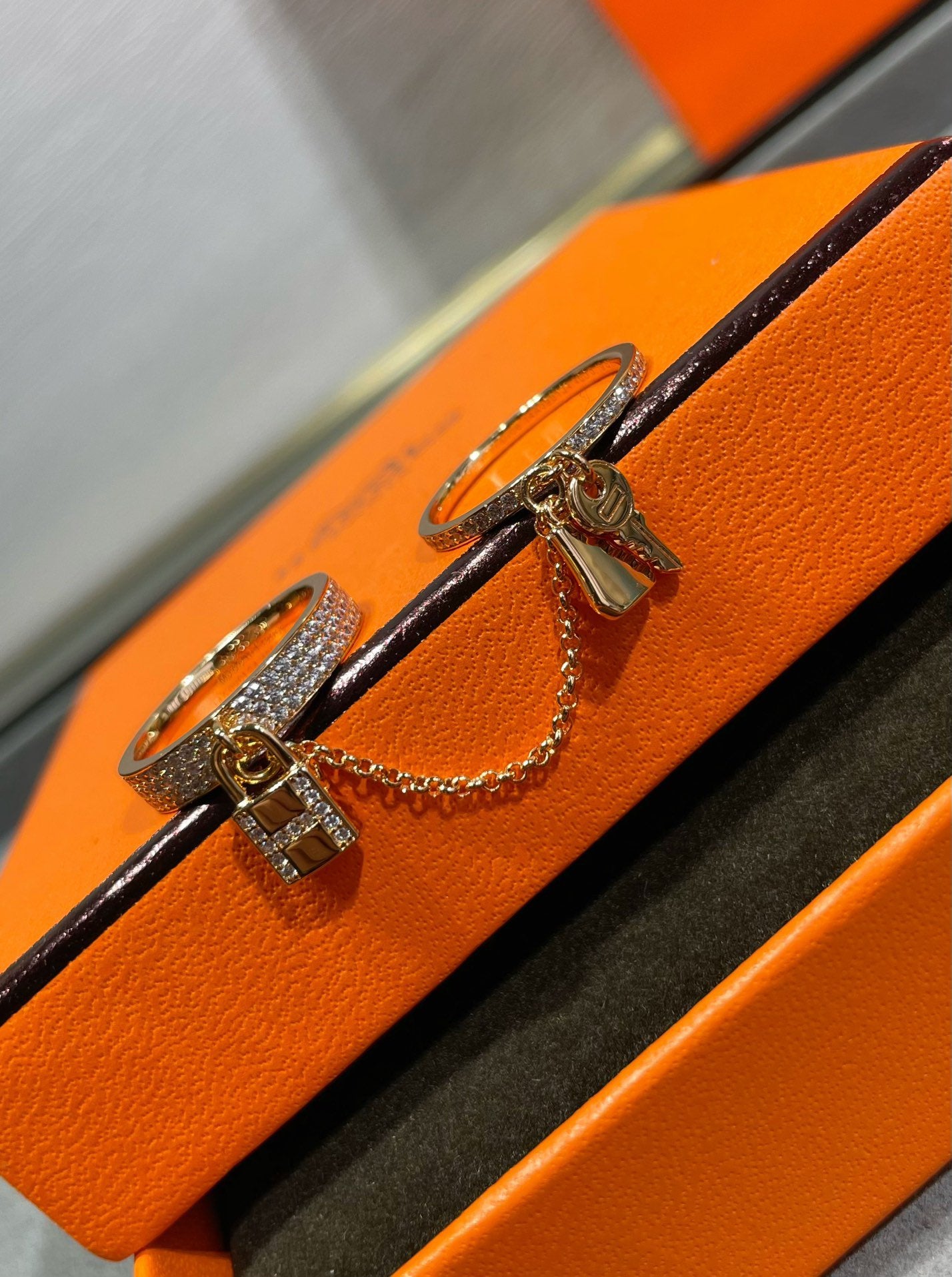[Olivia Jewelry]HM KELLY CLOCHETTE DOUBLE RING IN  WITH DIAMONDS
