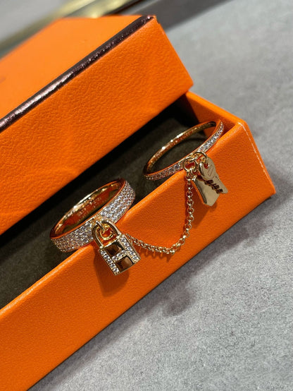 [Olivia Jewelry]HM KELLY CLOCHETTE DOUBLE RING IN  WITH DIAMONDS