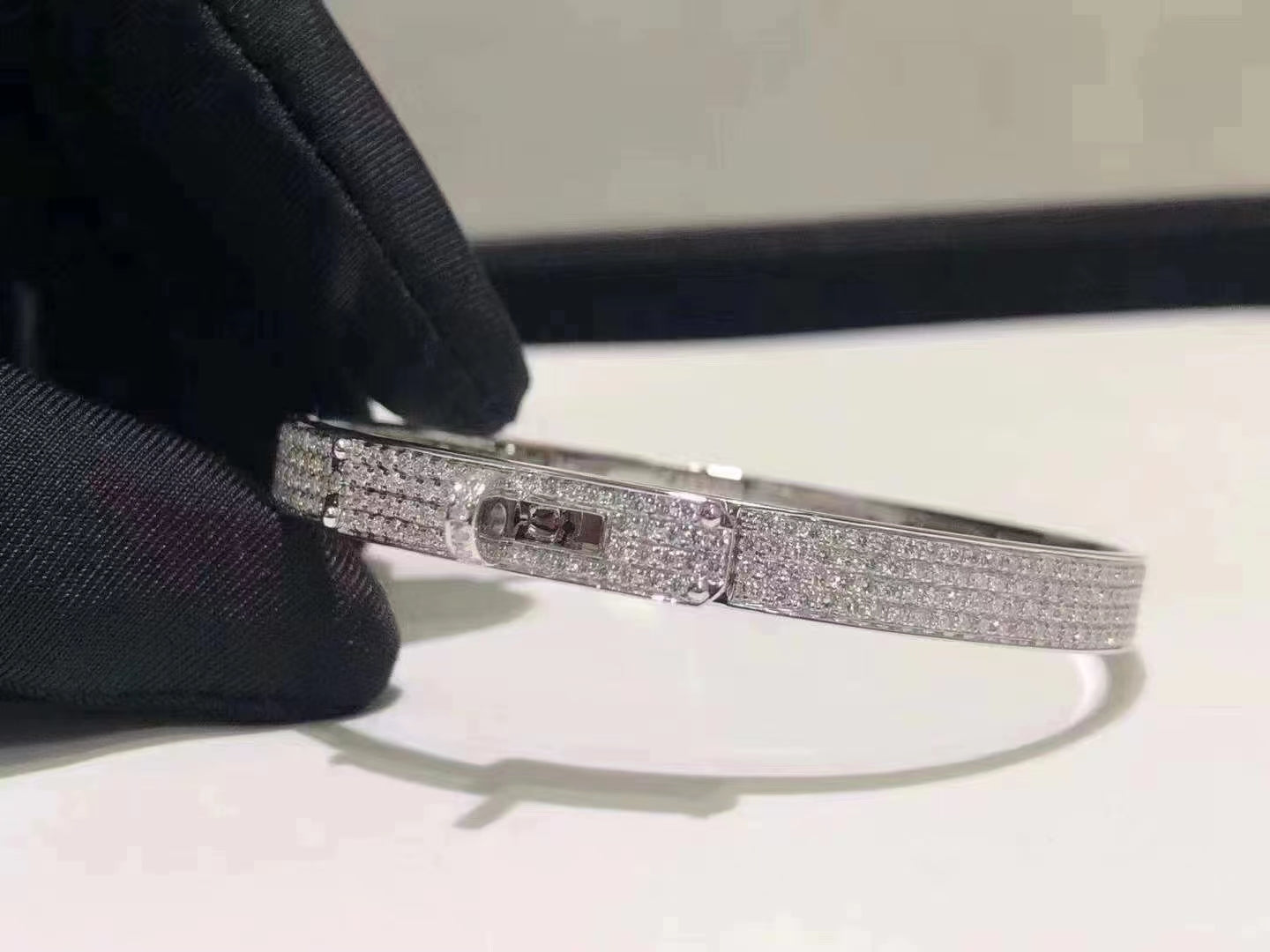 [Olivia Jewelry]HM KELLY BRACELET IN SILVER AND FULL PAVE DIAMOND