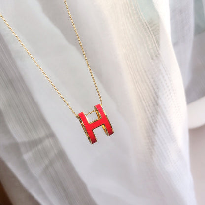 [Olivia Jewelry]HM CLIC RED ENAMEL GOLD NECKLACE