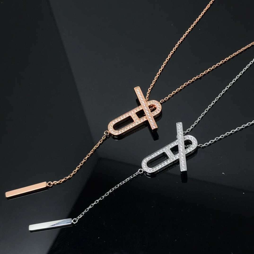 [Olivia Jewelry]HM NECKLACE PLATINUM ROSE GOLD DIAMOND