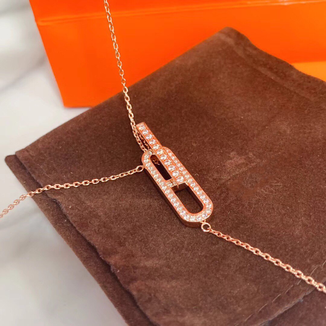 [Olivia Jewelry]HM NECKLACE PLATINUM ROSE GOLD DIAMOND