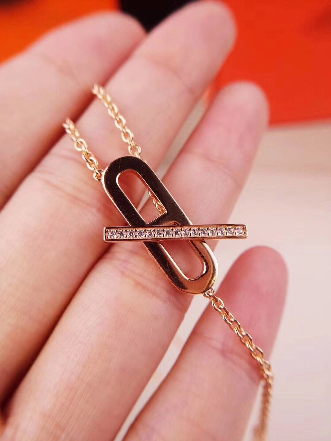 [Olivia Jewelry]HM NECKLACE PLATINUM ROSE GOLD DIAMOND