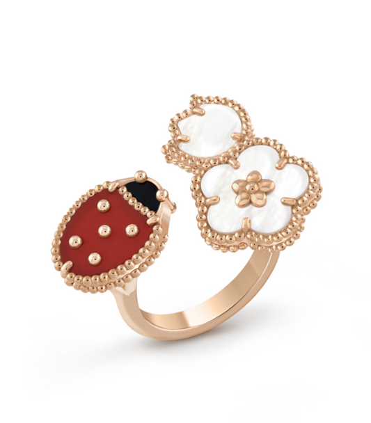 [Olivia Jewelry]LUCKY 3 MOTIF ROSE GOLD RING
