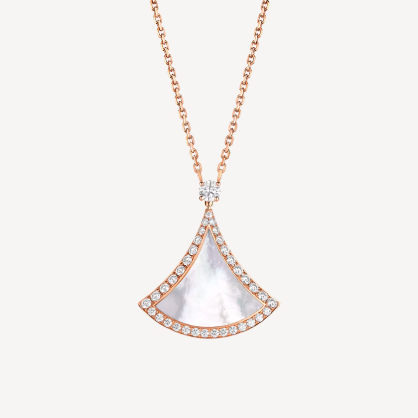 [OLIVIA]DREAM MOP DIAMOND PAVED PINK GOLD NECKLACE
