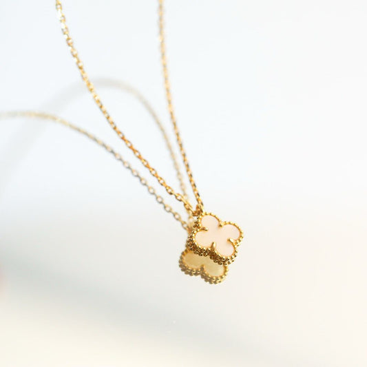 [Olivia Jewelry]CLOVER MINI 9.5MM WHITE MOTHER-OF-PEARL NECKLACE