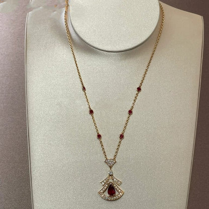 [OLIVIA]DREAM NECKLACE CARNELIAN DIAMOND PINK GOLD