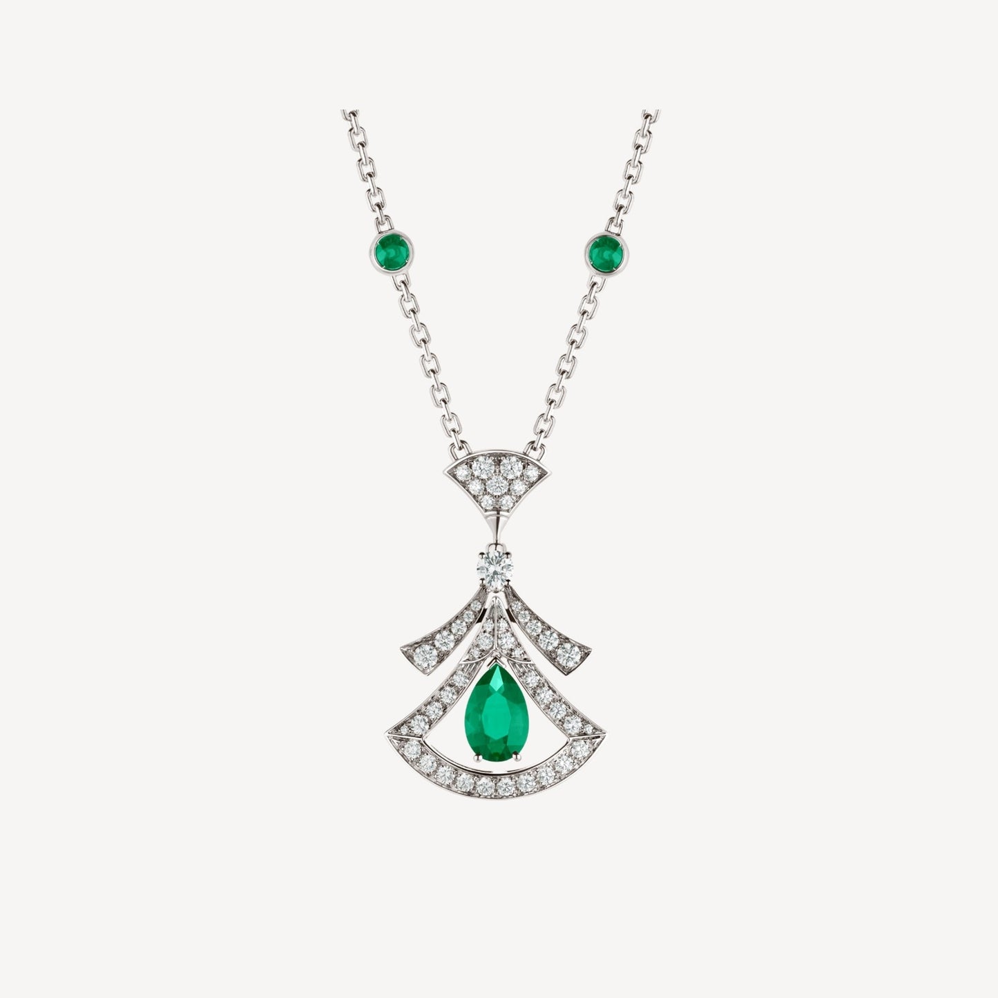 [OLIVIA]DREAM NECKLACE MALACHITE DIAMOND SILVER