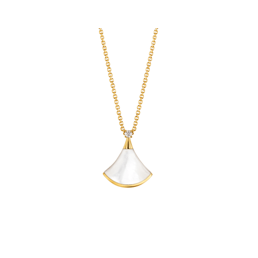 [OLIVIA]DREAM NECKLACE WHITE MOP GOLD 1 DIAMOND