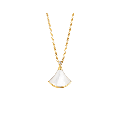 [OLIVIA]DREAM NECKLACE WHITE MOP GOLD 1 DIAMOND
