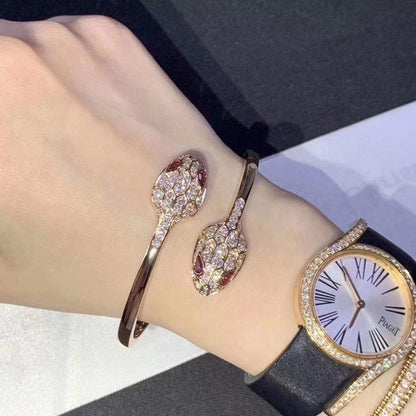[OLIVIA]SERPENTI BRACELET PINK GOLD DIAMOND DOUBLE SNAKE