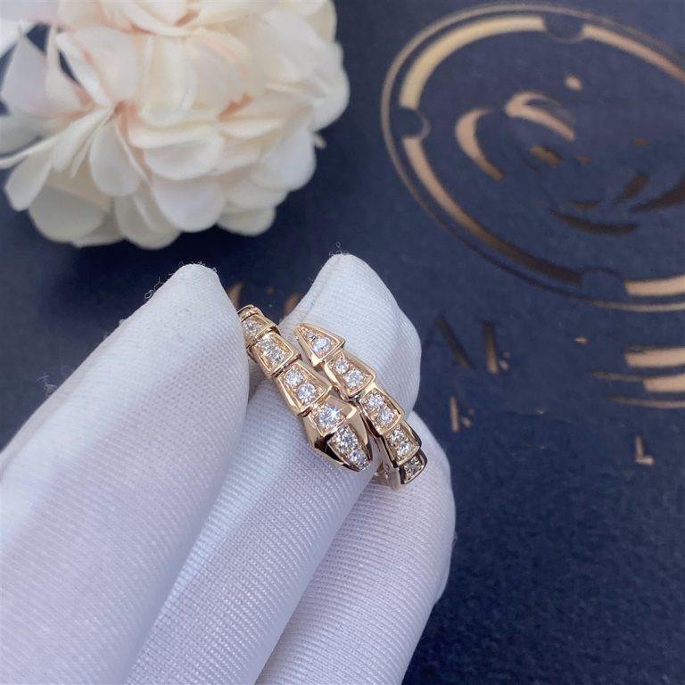[OLIVIA]SERPENTI RING PINK GOLD DIAMOND PAVED 4MM
