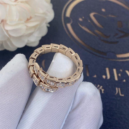 [OLIVIA]SERPENTI RING PINK GOLD DIAMOND PAVED 4MM