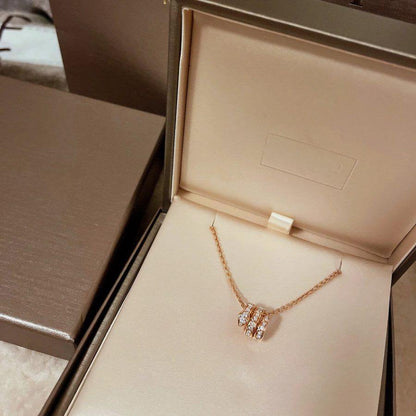 [Olivia Jewelry]SERPENTI PINK GOLD NECKLACE DOUBLE RING DIAMOND