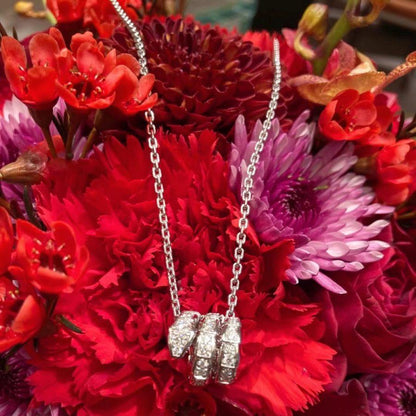 [OLIVIA]SERPENTI  NECKLACE DOUBLE RING DIAMOND