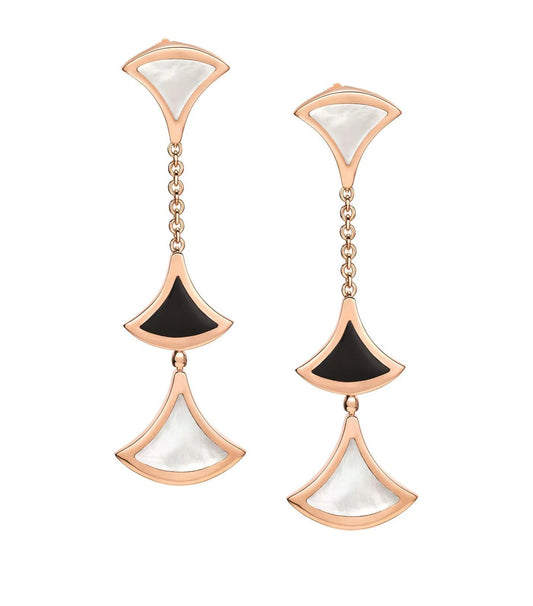 [OLIVIA]DREAM EARRINGS 3 MOTIFS ONYX MOP PINK GOLD