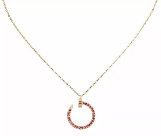[Olivia Jewelry]JUSTE NECKLACE GOLD RED DIAMONDS