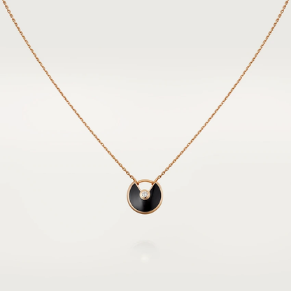 [Olivia Jewelry]AMULETTE ROSE GOLD ONYX NECKLACE