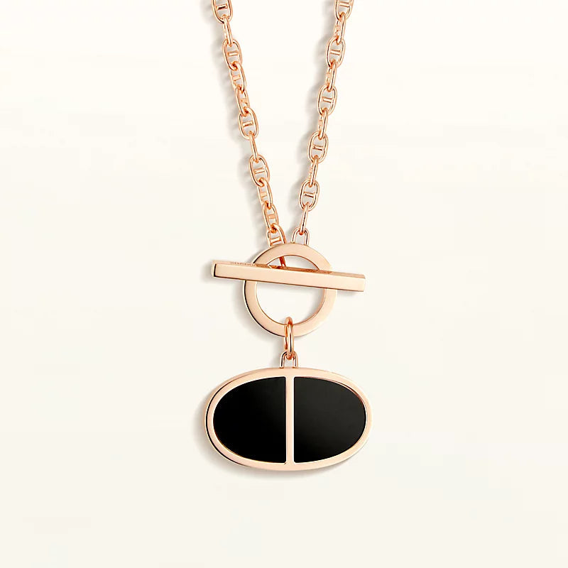 [Olivia Jewelry]CHAINE VERSO BLACK CERAMIC NECKLACE