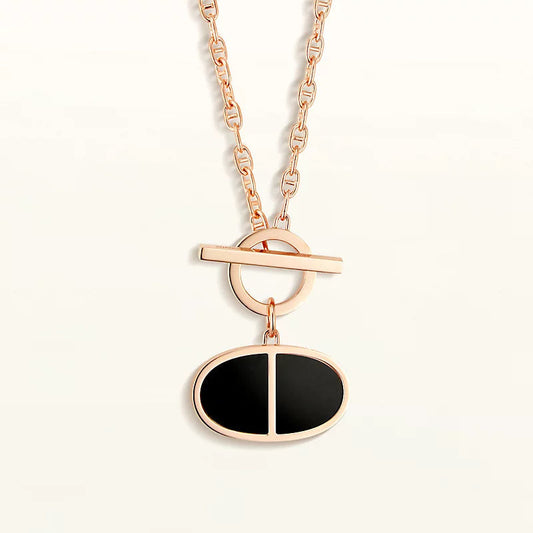 [Olivia Jewelry]CHAINE VERSO BLACK CERAMIC NECKLACE