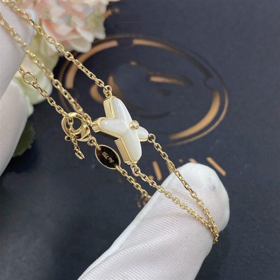 [Elitejewels]JEUX ブレスレット ホワイト モップ ゴールド 1 ダイヤモンド