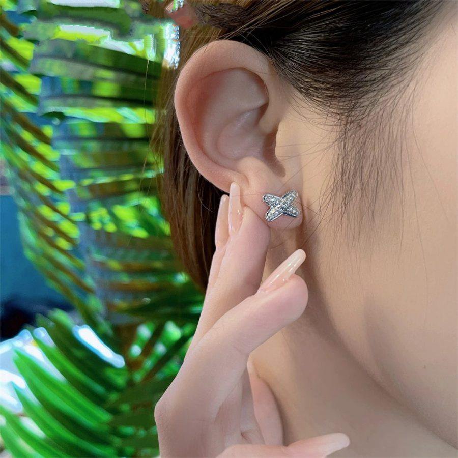 [Olivia Jewelry]JEUX DE SILVER DIAMOND EARRINGS