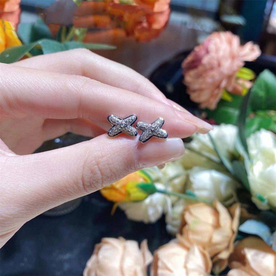[Olivia Jewelry]JEUX DE SILVER DIAMOND EARRINGS