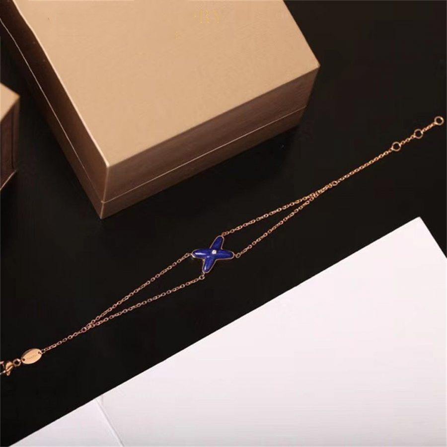 [Olivia Jewelry]JEUX BRACELET BLUE AGATE PINK GOLD 1 DIAMOND
