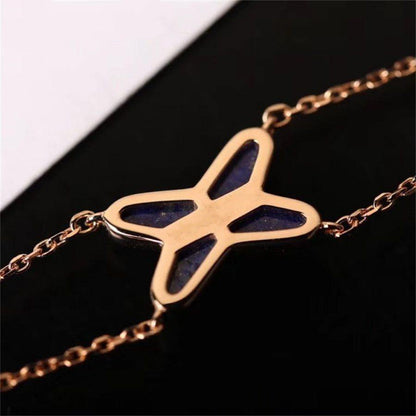 [Olivia Jewelry]JEUX BRACELET BLUE AGATE PINK GOLD 1 DIAMOND