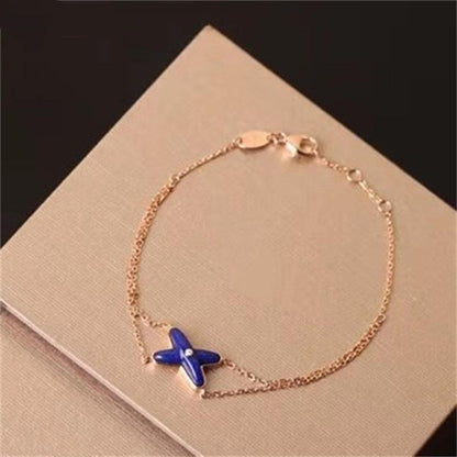 [Olivia Jewelry]JEUX BRACELET BLUE AGATE PINK GOLD 1 DIAMOND